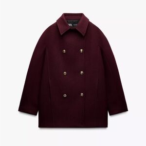 DOUBLE BREASTED WOOL BLEND KNIT COAT